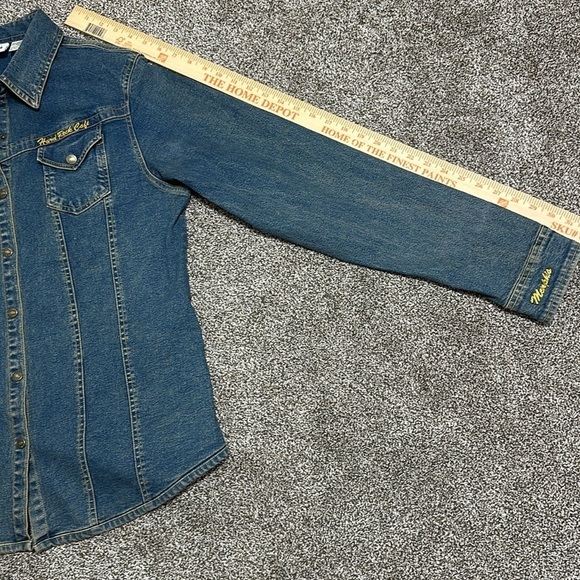Hard Rock Cafe Memphis Jean denim shacket jacket button up long sleeve shirt XL - Picture 7 of 10